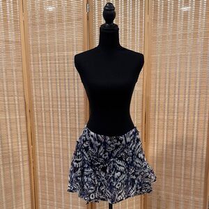 Zara Navy and White Patterned Mini Skirt